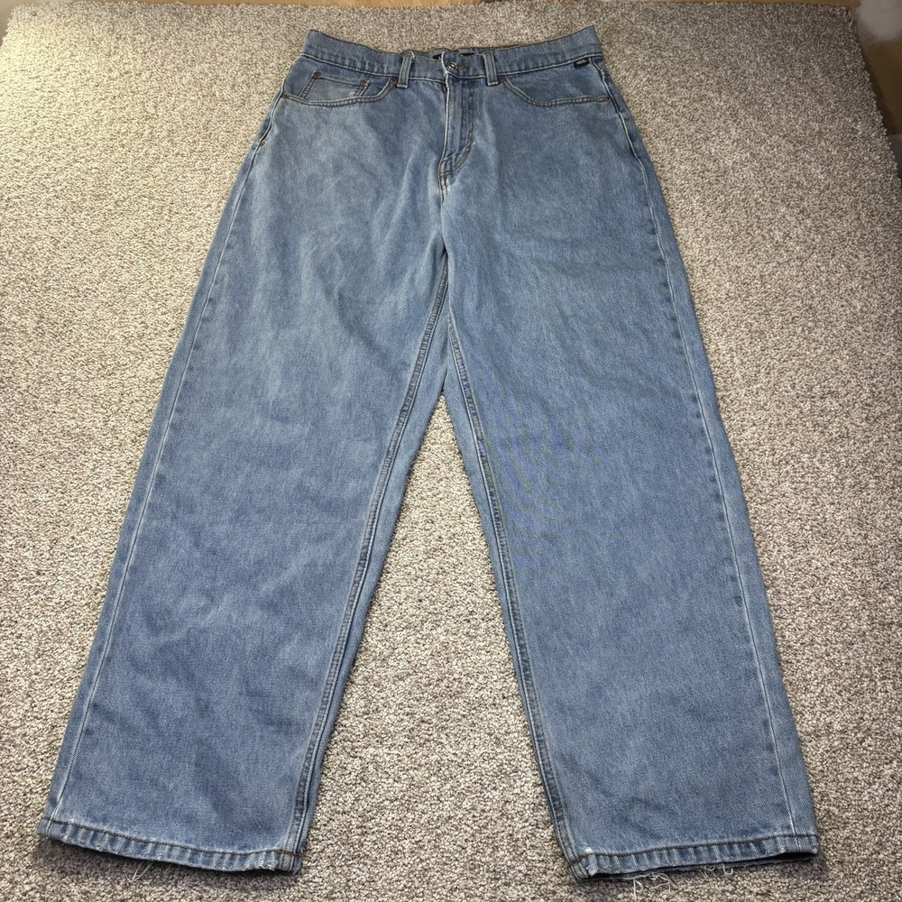 Vans Check-5 Jeans Mens 32x32 Blue Light Wash Baggy Wide Leg Denim Pants Casual